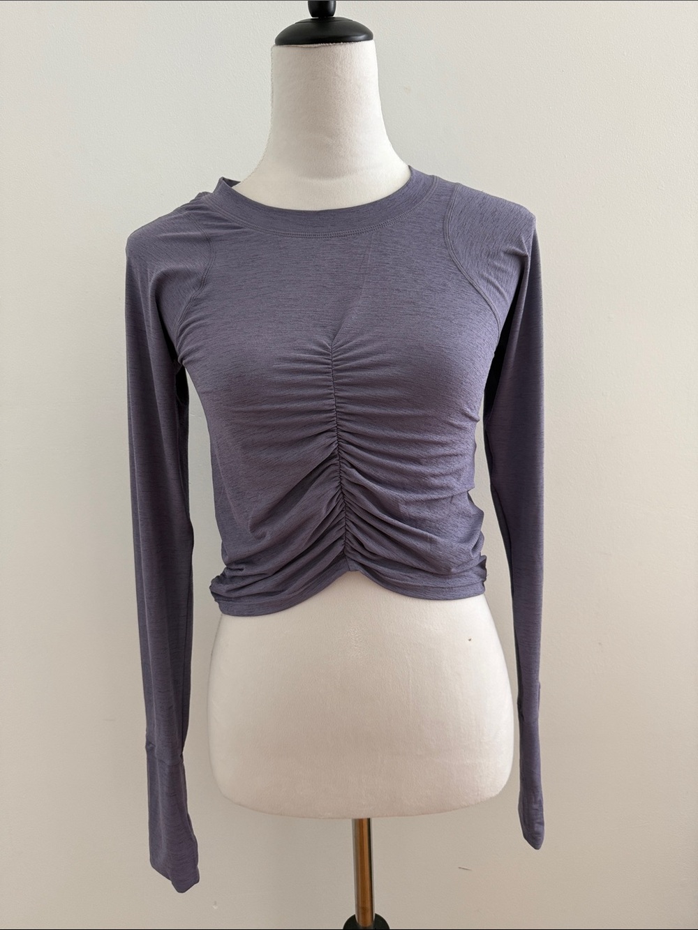 Free People Ruched Front Long Sleeve Top - Lavender